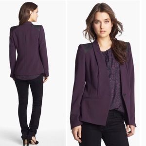 Eggplant Blazer with Black Leather Detail
